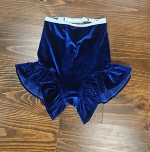 Blue Velvet Ruffle Sleeve Top